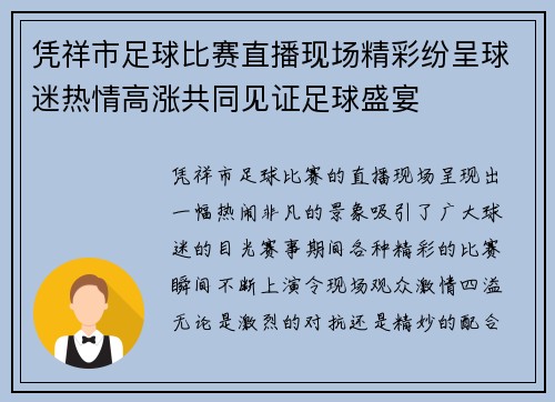 凭祥市足球比赛直播现场精彩纷呈球迷热情高涨共同见证足球盛宴